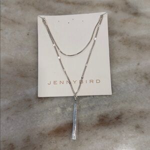Jenny Bird Leana Pendant Double Chain Necklace Jewelry Sterling Silver Plate NWT